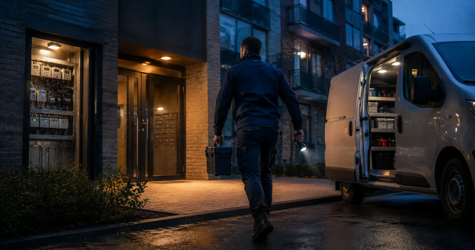 ITK-monteur onderweg naar een storing, dag en nacht bereikbaar